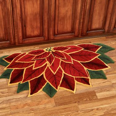 Elegant Poinsettia Slice Rug Dark Red 60 x 30Image