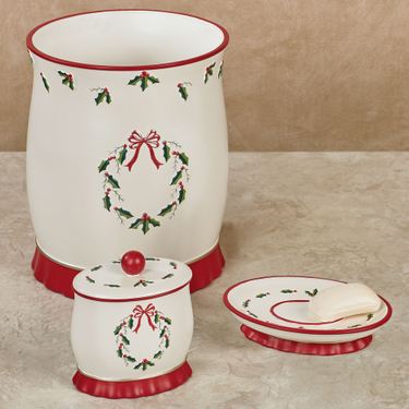 Holly Wreath Wastebasket EggshellImage