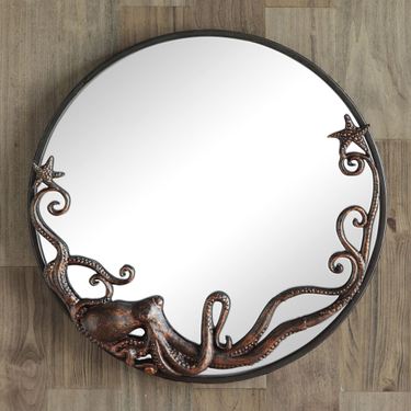 Octopus Round Wall Mirror Burnished CopperImage