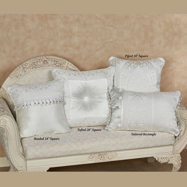 Bianco Beaded Pillow White 18 SquareImage