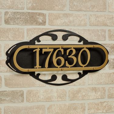 Paris House Number Address Wall Sign Gold/Black WallImage