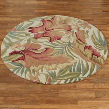Paradise Foliage Round Rug IvoryImage