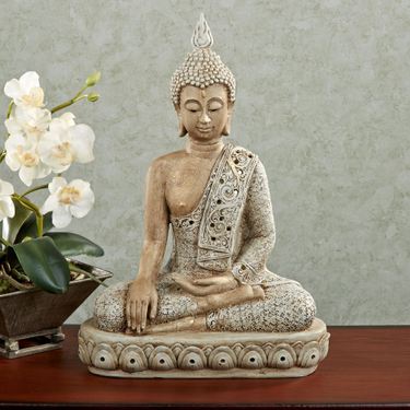 Sitting Thai Buddha Table Sculpture Off WhiteImage