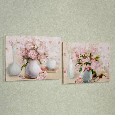 Blooming Vases Canvas Wall Art Set Pink Set of TwoImage