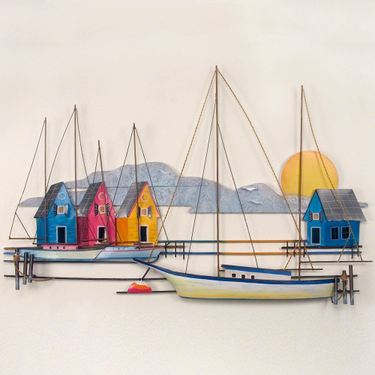 Island Harbor Metal Wall Sculpture BlueImage