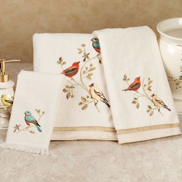Gilded Bird Towel Set Ivory Bath Hand FingertipImage