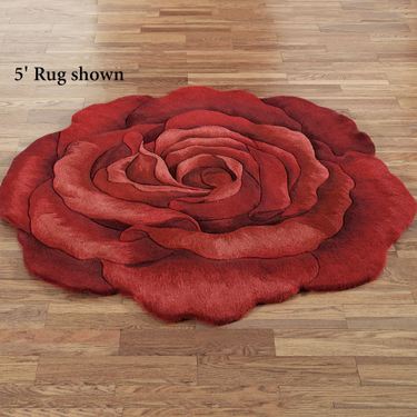 Raelyn Bloom Red Rose Flower Shaped Rug Runner
