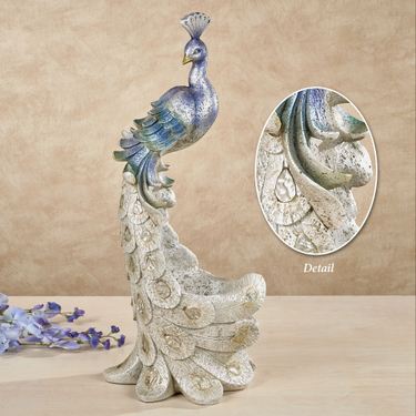 Graceful Peacock Accent Vase IvoryImage