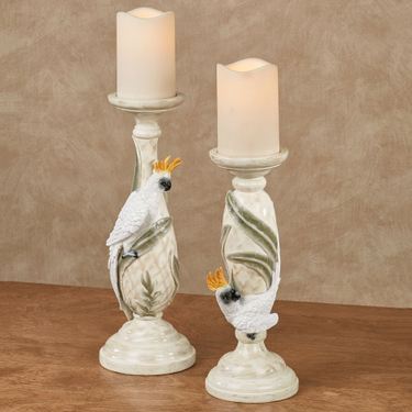 Cockatoo Candleholders White Set of TwoImage