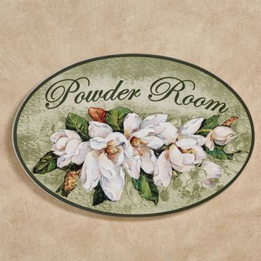 Magnolia Floral Powder Room Wall Plaque GreenImage