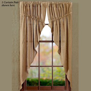 Burlap Prairie Curtain Pair Natural 72 x 63Image