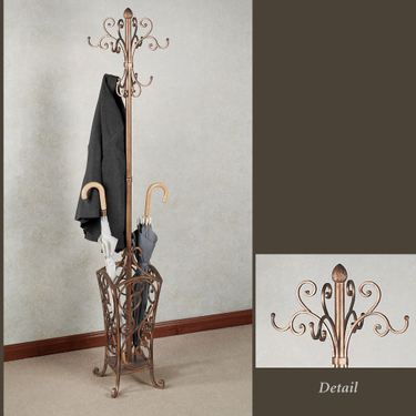 Kensington Coat and Hat Rack Stand Antique GoldImage