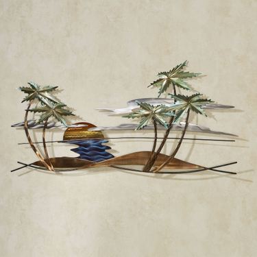 Swaying Palm Scene Wall Art Multi MetallicImage