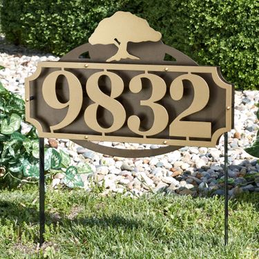 La Casa Tree Address Yard Sign Gold/BronzeImage