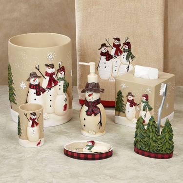 Snowmen Gathering Lotion Soap Dispenser NaturalImage