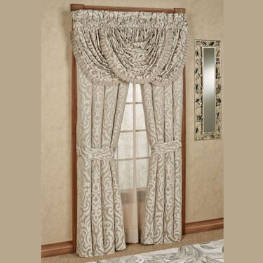 Astoria Scroll Tailored Curtain Pair Sand 98 x 84Image
