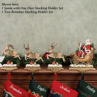 Santa and One Deer Stocking Holder SetImage
