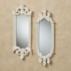 Felissia Accent Wall Mirrors Antique White Set of Two