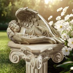 Sweet Dreams Cherub Sculpture Aged Stone