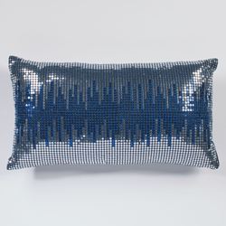 Beta Sequined Tailored Rectangle Pillow Blue Shadow