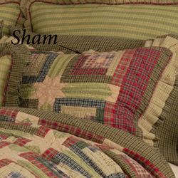 Tea Cabin Ruffled Patchwork Quilted Sham Multi Earth