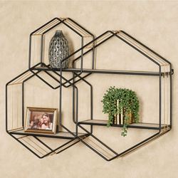 Macayle Hexagon Wall Shelf Black