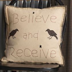 Kettle Grove Believe Embroidered Pillow Multi Warm 18 Square