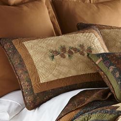 Cabin Raising Pine Cone Embroidered Quilted Sham Multi Earth Standard