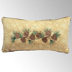 Cabin Raising Pine Cone Reversible Embroidered Pillow Multi Earth Rectangle