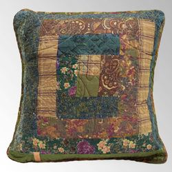 Cabin Raising Patchwork Pillow Multi Earth 15 Square