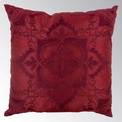 Spice Postage Stamp Tailored Embroidered Pillow Burgundy 18 Square