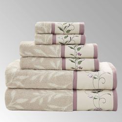 Floral Serenity Bath Towel Set Lavender Six Piece Set