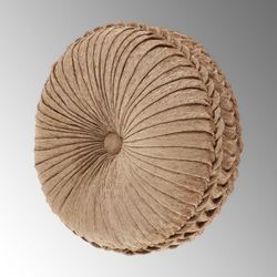 Luciana Pleated Tufted Pillow Multi Warm Round