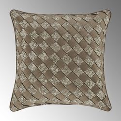 Cracked Ice Basket Weave Pillow Light Taupe 18 Square