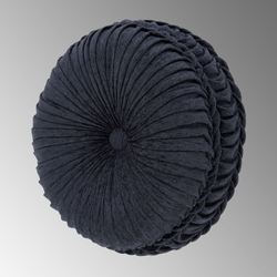 Luciana II Pleated Tufted Pillow Denim Round