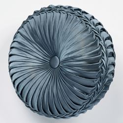 Castleton Pleated Tufted Pillow Steel Blue Round