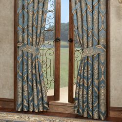 Castleton Wide Tailored Curtain Pair Steel Blue 100 x 84