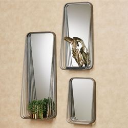 Braddox Mirrored Wall Shelves Gun Metal Set of Three