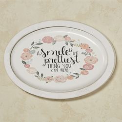 A Smile Oval Wall Plaque White