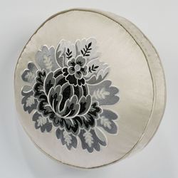 Odesa Piped Embroidered Pillow Oyster Round