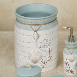 Farmhouse Shell Wastebasket Blue