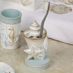 Farmhouse Shell Toothbrush Holder Blue