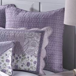 Lavender Garden Plaid Quilted European Sham