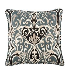 Midnight Ikat Reversible Pillow Steel Blue 17 Square