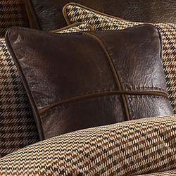 Clifton Faux Leather Piped Pillow Multi Warm 18 Square