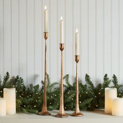 Laine Tall Taper Candleholders Aged Gold Set of Three