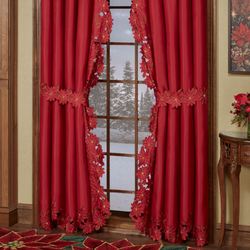 Christmas Poinsettia Curtain Pair Red 84 x 84
