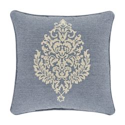 Aurora Scroll Piped Pillow Slate Blue 20 Square