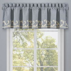 Aurora Scroll Tailored Valance Slate Blue 88 x 21