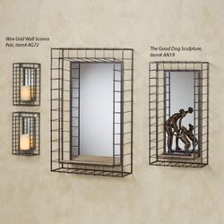 Wire Grid Wall Shelves Gray Set of Two